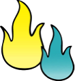 綠色火焰icon 黃色火焰icon